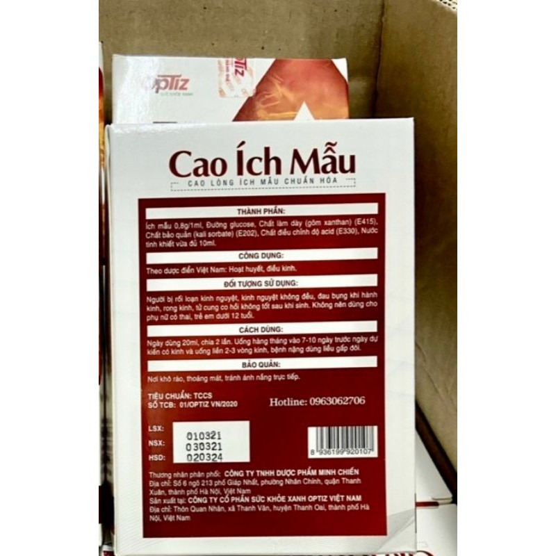 Cao Ích Mẫu (kinh nguyệt không đều, đau bụng kinh, rối loạn kinh nguyệt trong thời kỳ mới có kinh