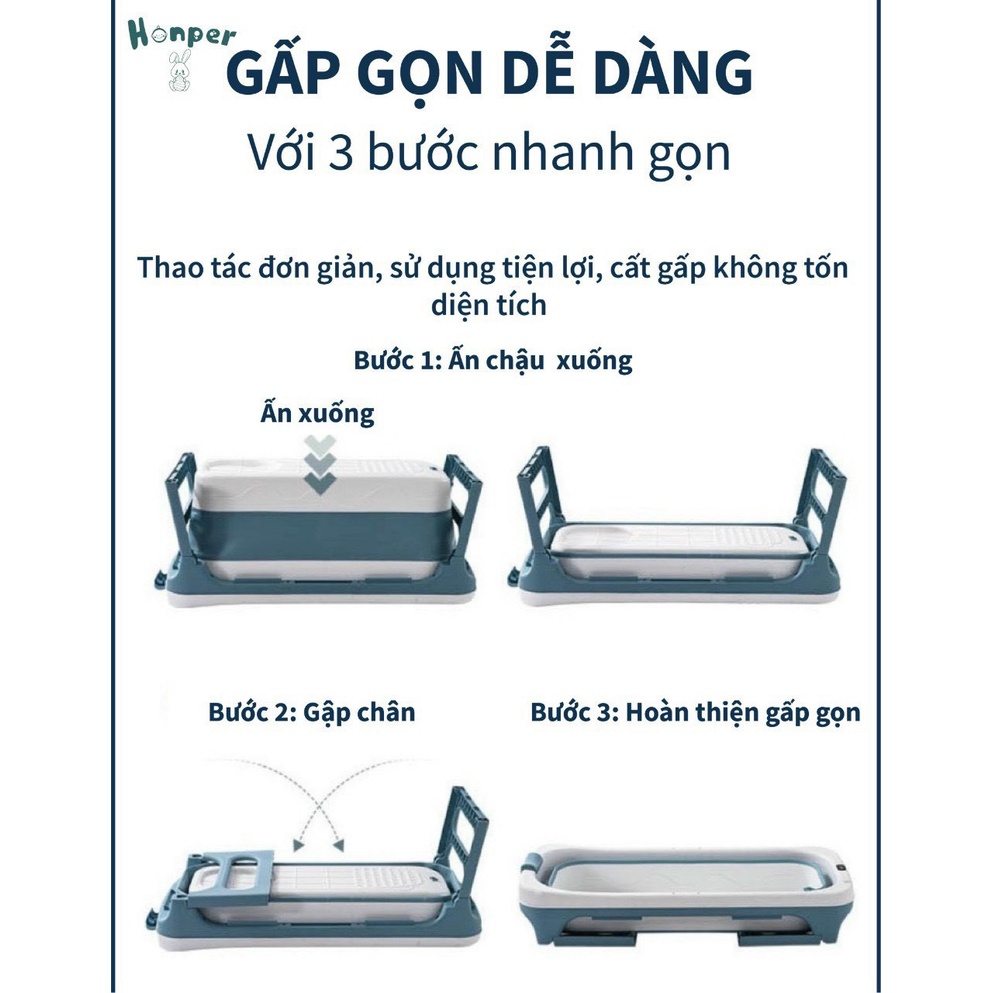 Bồn tắm gấp gọn cho người lớn, bồn tắm thông minh xông hơi, chất liệu nhựa PP và Silicon [bảo hành 36 tháng]