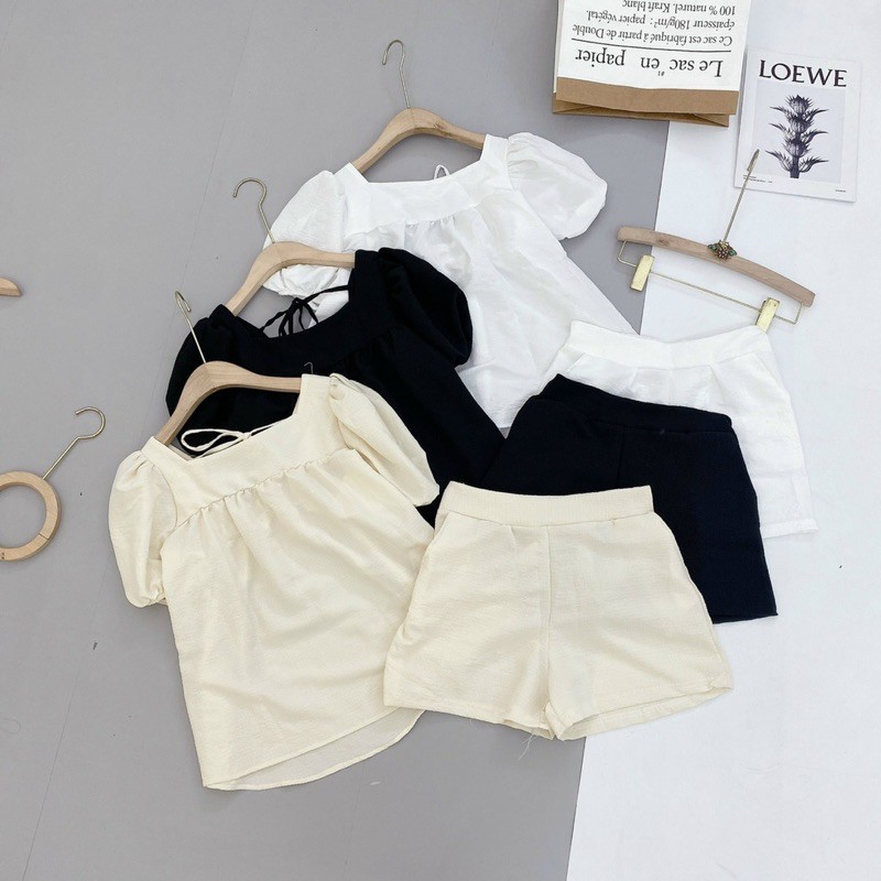 [Mã FAGREEN245 giảm 10% tối đa 30K đơn 99K] sét đũi xốp cộc cổ vuông | BigBuy360 - bigbuy360.vn