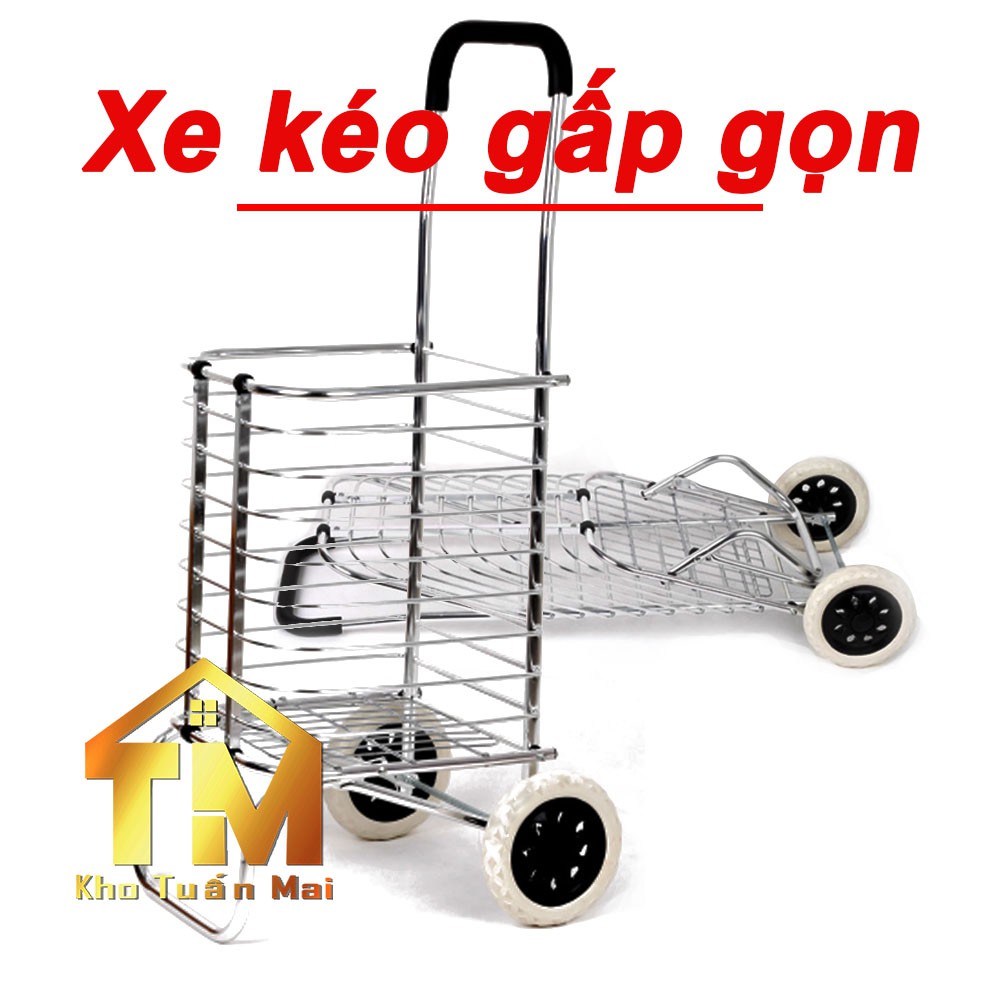 XE KÉO 💎SALE💎 ĐI CHỢ ĐI SIÊU THỊ , DÃ NGOẠI GẤP GỌN CHẤT LIỆU INOX 201 CHỐNG RỈ HÀNG NHẬP KHẨU CAO CẤP