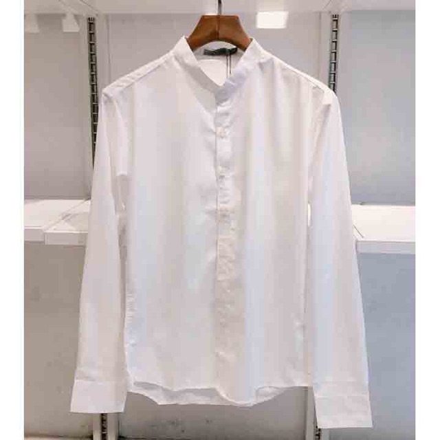 [Mã FAMAYMA2 giảm 10K đơn 50K] ÁoSơ Mi Nam Dài Tay Cổ Trụ Chất Lụa Trắng | BigBuy360 - bigbuy360.vn