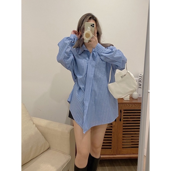 Áo sơ mi 1 túi oversize cách điệu