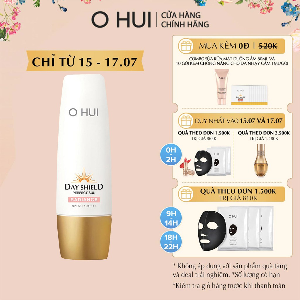 [Mã COSLUX03 giảm 120K] Kem chống nắng nâng tông da OHUI Day Shield Perfect Sun Radiance SPF 50+/PA++++ 50ml