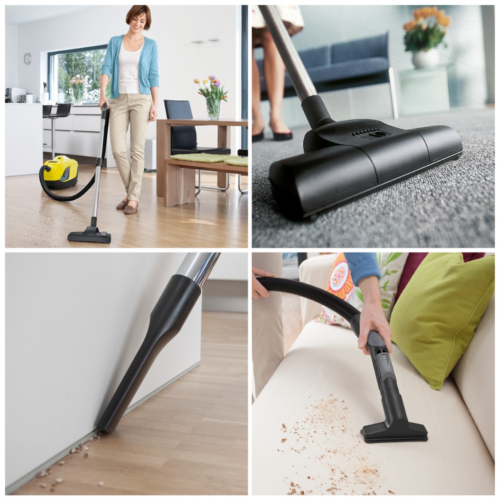 Máy hút bụi gia đình Karcher DS 6 sử dụng bộ lọc nước hiện đại , công suất hút thực tế 650w cùng hệ thống lọc đa lốc