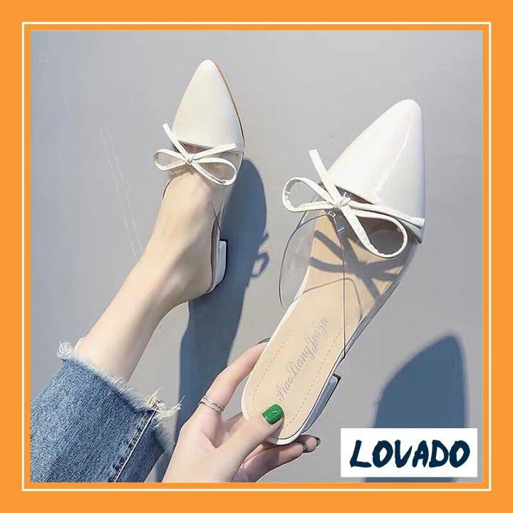 Giày dép nữ dáng sục tim nơ gót 3cm bền đẹp kiểu dáng thời trang giá rẻ