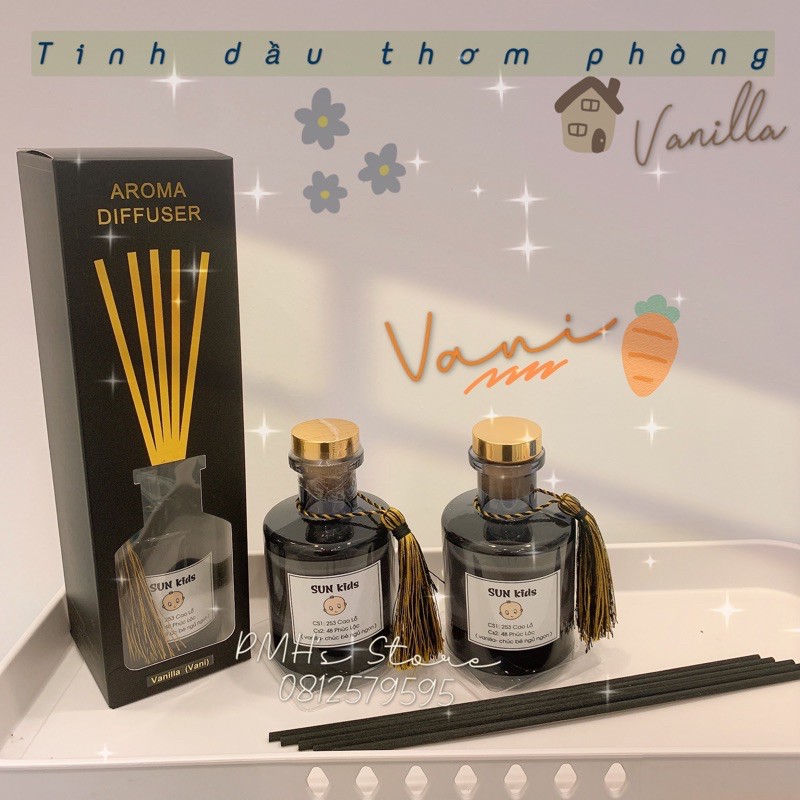 Bộ tinh dầu nước hoa thơm phòng hương Vani & Gỗ Đàn Hương 180ml