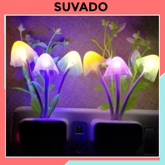 Đèn ngủ Đẹp cảm ứng ánh sáng thông minh bình hoa hình nấm dễ thương trang trí  Lamp154 SUVADO