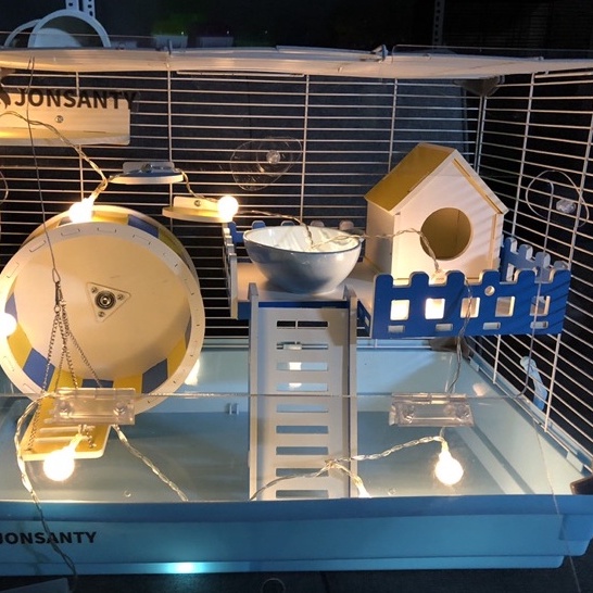 Đèn led trang trí chuồng hamster dây 10 bóng tròn 1,5m dùng USB hoặc pin con thỏ
