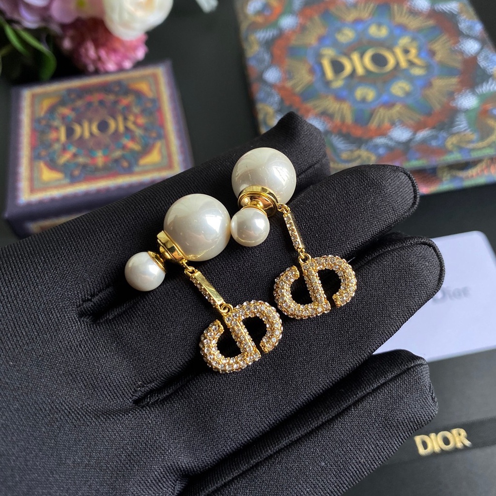 DIOR Bông tai mạ bạc 925 hình CD đơn giản phong cách Hàn Quốc cho nữ