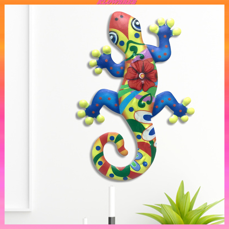 [KLOWARE2]Handmade Gecko Wall Decor Wall Sculpture for Home Garden Fence Ornament Blue