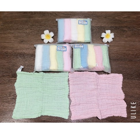 Set 5 khăn sữa rửa mặt xô nhăn cotton cao cấp cho bé