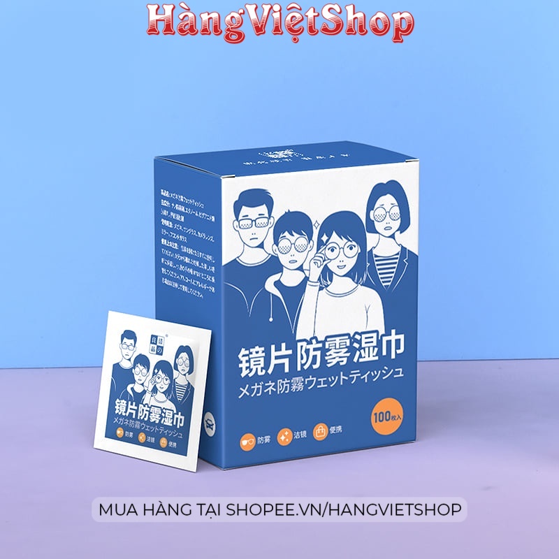 Giấy lau kính nano chống bám hơi nước, khăn lau kính mắt, kính cận chống mờ chính hãng - hộp 100 miếng