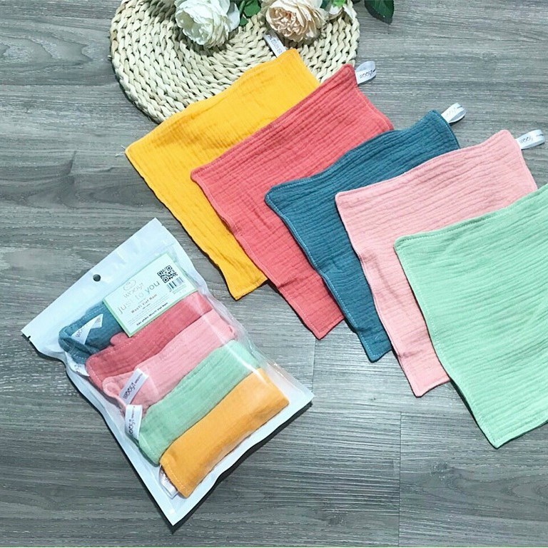 Khăn sữa Wooyi 4 lớp cotton mềm mịn cho bé (Set 5)