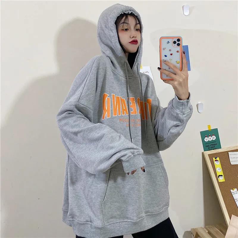 Áo hoodie quá cỡ mẫu 2021 phong cách Hàn Quốc thời trang cho nữ