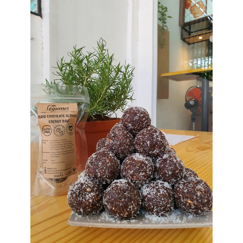 Viên bánh năng lượng Hạnh nhân và Chocolate đen - Raw Almond &amp; Chocolate Energy Ball