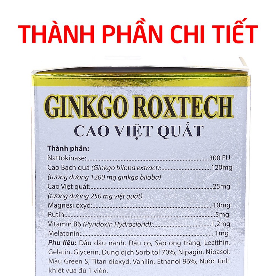 Viên uống Ginkgo Biloba Cao Việt Quất hoạt huyết dưỡng não, tăng tuần hoàn máu não, tăng cường trí nhớ- hộp 100 viên
