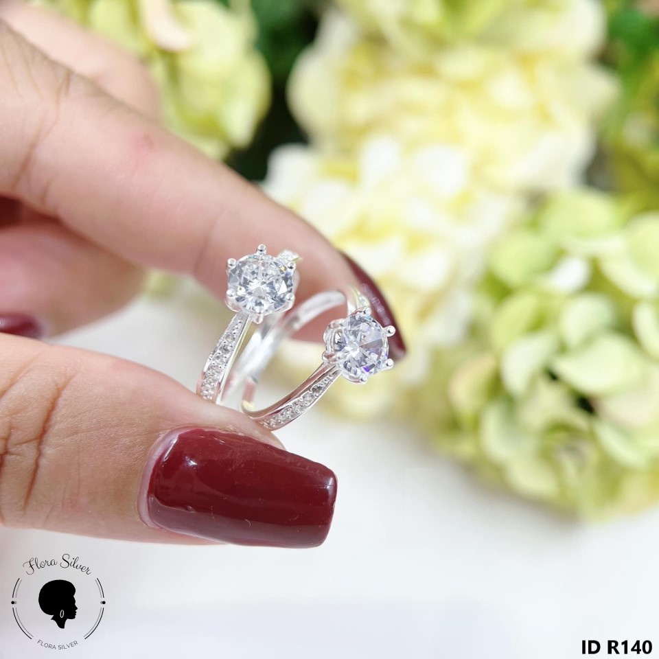 Nhẫn bạc đính đá màu FLORA R140