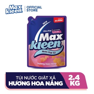 Túi Nước Giặt Xả MaxKleen mới - Sạch khuẩn thơm mềm 2,4kg