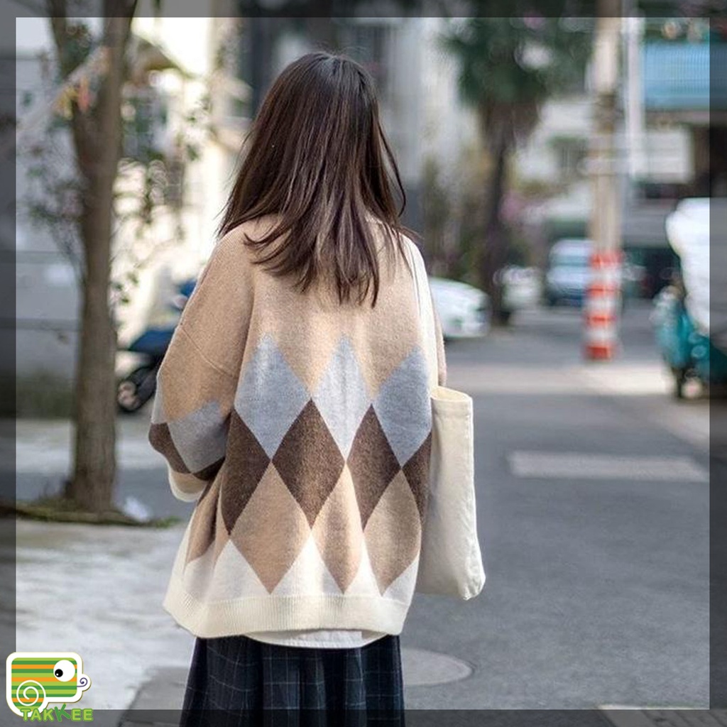 Áo Cardigan Len Nữ Phong Cách Hàn Quốc, Áo Khoác Len Phong Cách Vintage