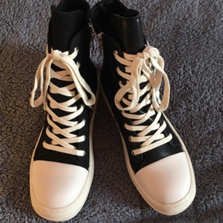 Rick owens - giày gd phiên bản da bò và vải - unisex