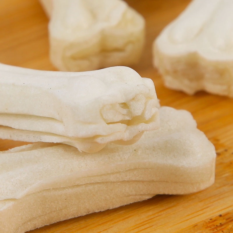 Xương Da Bò Vị Sữa Canxi Xương Gặm Sạch Răng Cho Chó 10 chiếc / gói