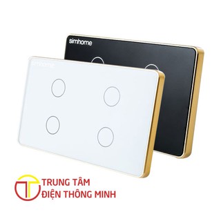 Công tắc chạm cảm ứng 4 nút viền nhôm Simhome S1 H4A-US-Black và S1 H4A-US-White