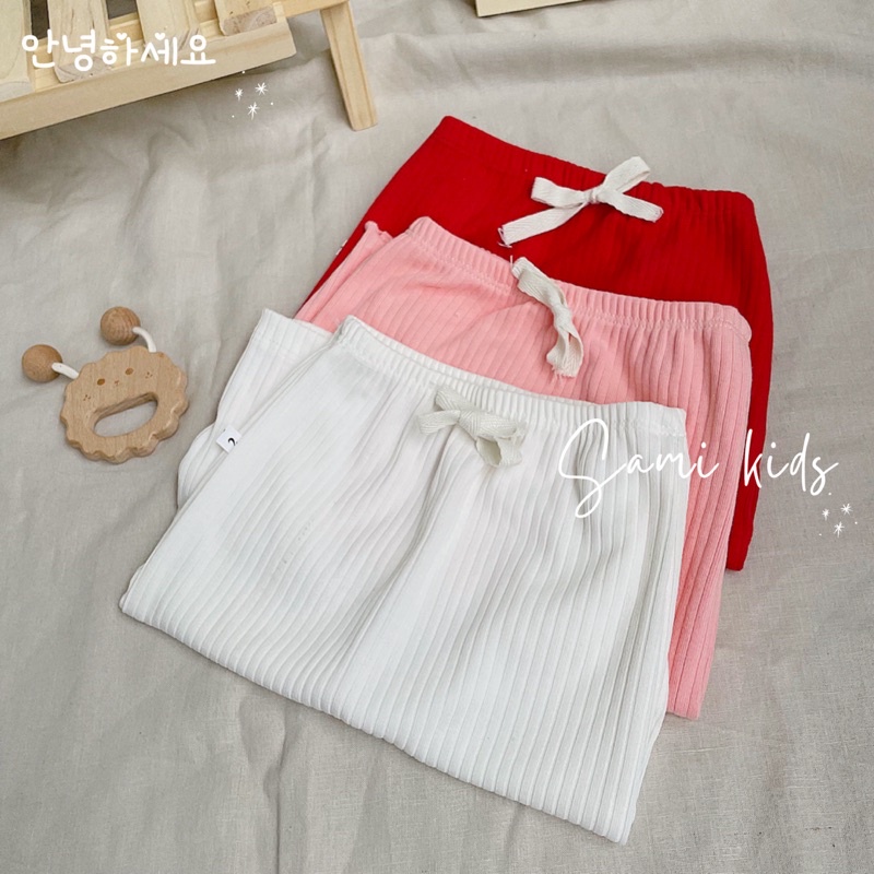 quần mặc bỉm cotton gân Hàn dày dặn ấm cho bé trai bé gái 5-15kg SAMIKIDS