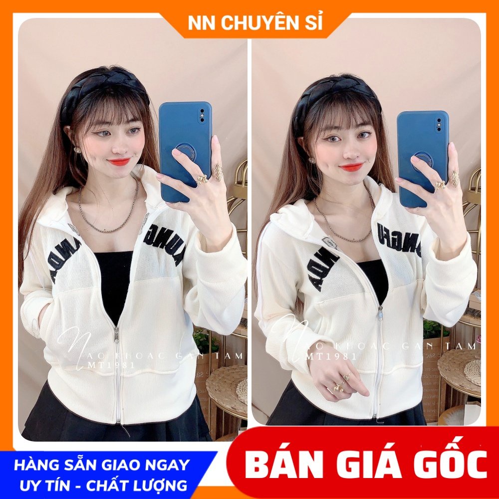 Áo khoác gân tăm cho nữ chất vải mềm co giãn lên phom ôm dáng thêu chữ dễ thương MT1981