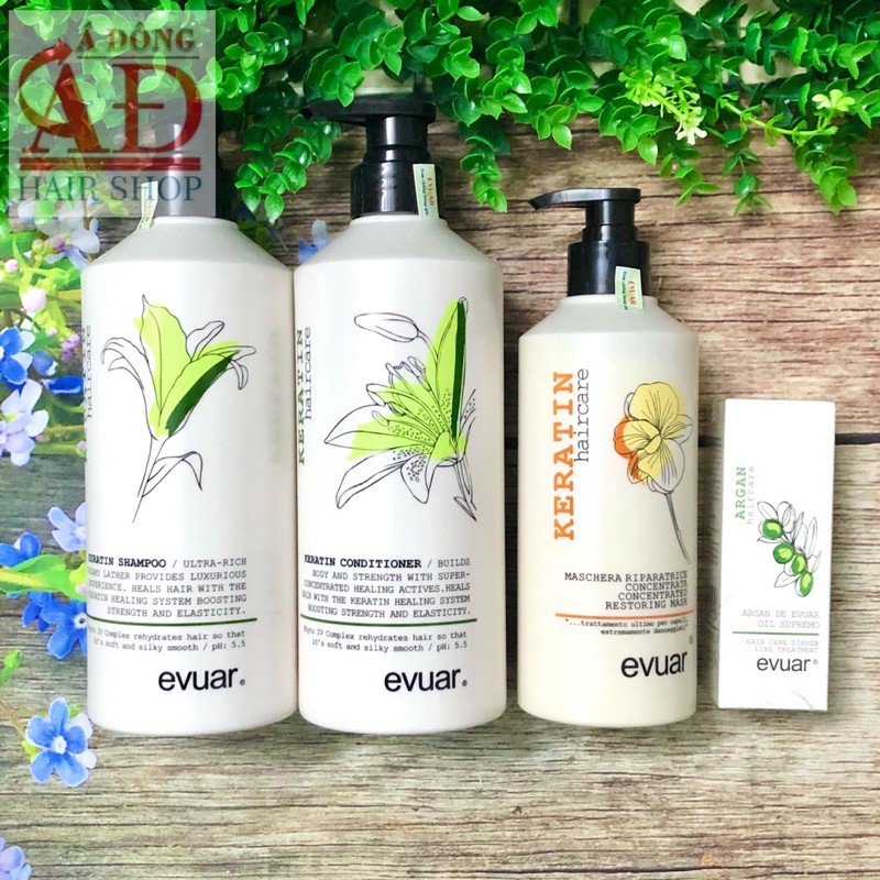 [Chính hãng] [Siêu rẻ] CẶP DẦU GỘI XẢ KERATIN EVUAR PHỤC HỒI TÁI SINH TÓC CHÍNH HÃNG Ý 758ML | BigBuy360 - bigbuy360.vn