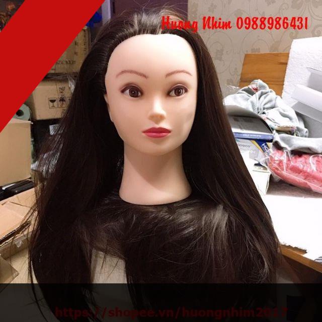 Combo đầu manocanh học làm tóc chịu nhiệt và kệ gắn đầu manocanh gắn bàn