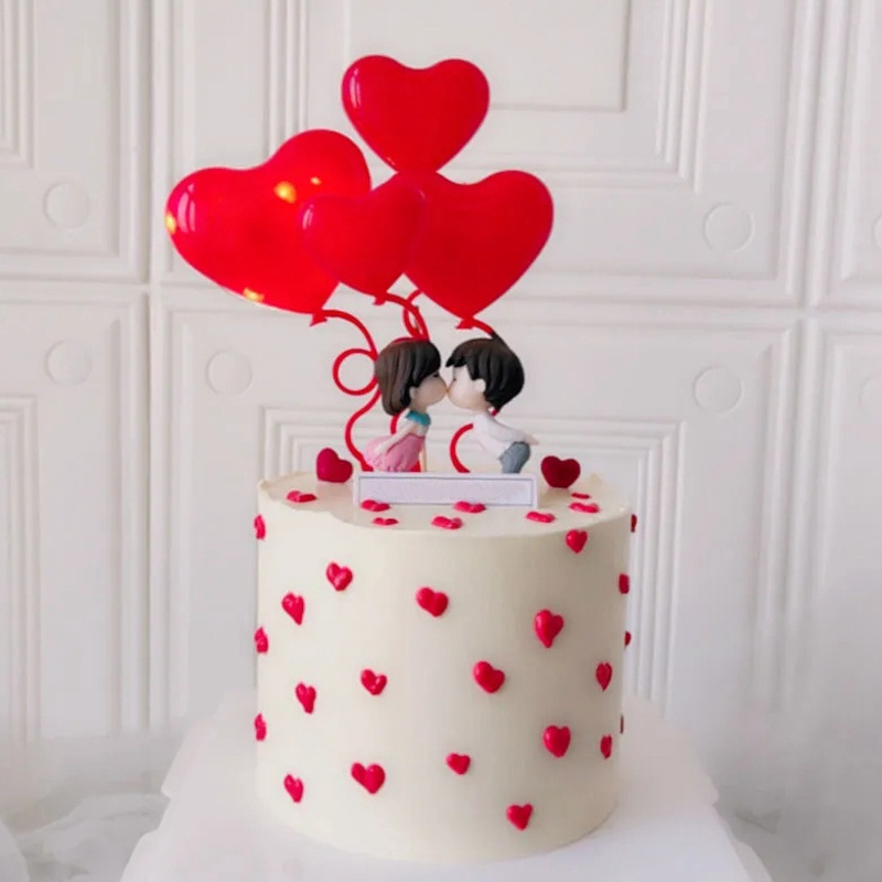 1 Bộ 4 Thẻ Cắm Trang Trí Bánh Kem Hình Trái Tim