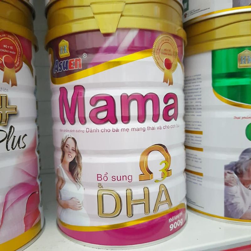 Sữa bầu Asuen mama lon 900g - Hương vani - Sữa cho mẹ bầu mang thai &