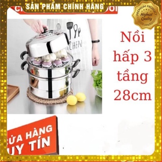 Nồi hấp inox 3  tầng hiện đại kích thước lớn, có thể sử dụng trên mọi loại bếp .