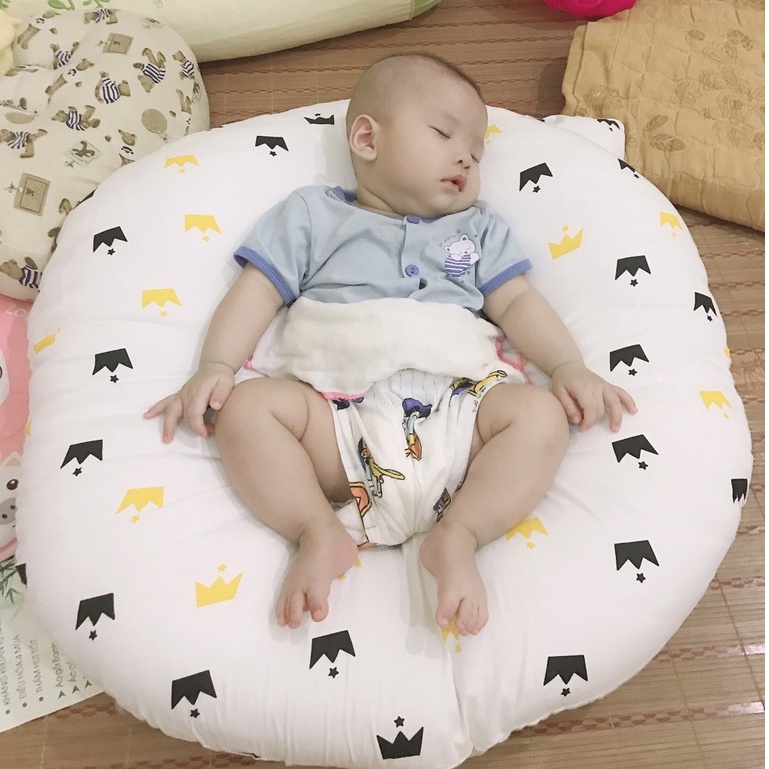 Gối chống trào ngược tập ngồi đa năng cho bé sơ sinh tặng kèm gối chống lõm HolaKids Decor