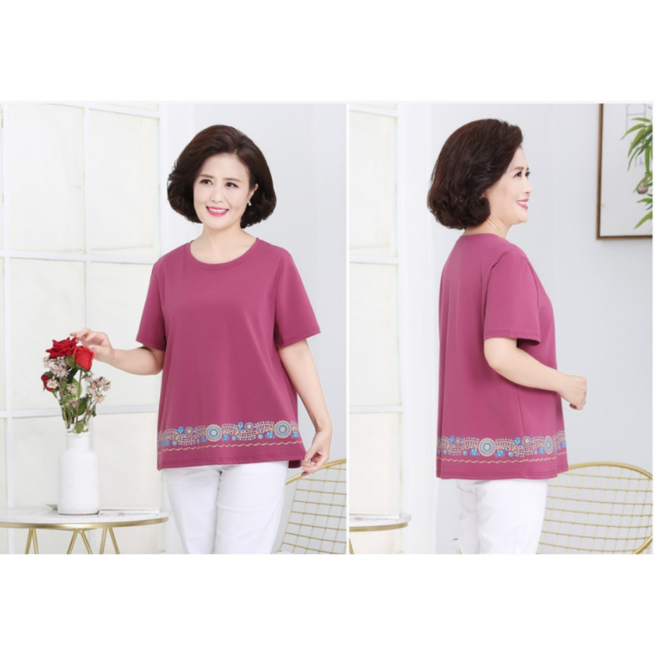 (HÀNG SẴN) Áo Thun Ngắn Tay Họa Tiết Thời Trang Cho Mẹ SM34 - Hàng Quảng Châu Cao Cấp