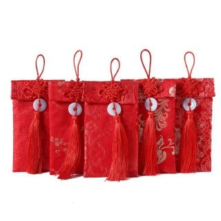 Bao lì xì gấm đỏ may mắn