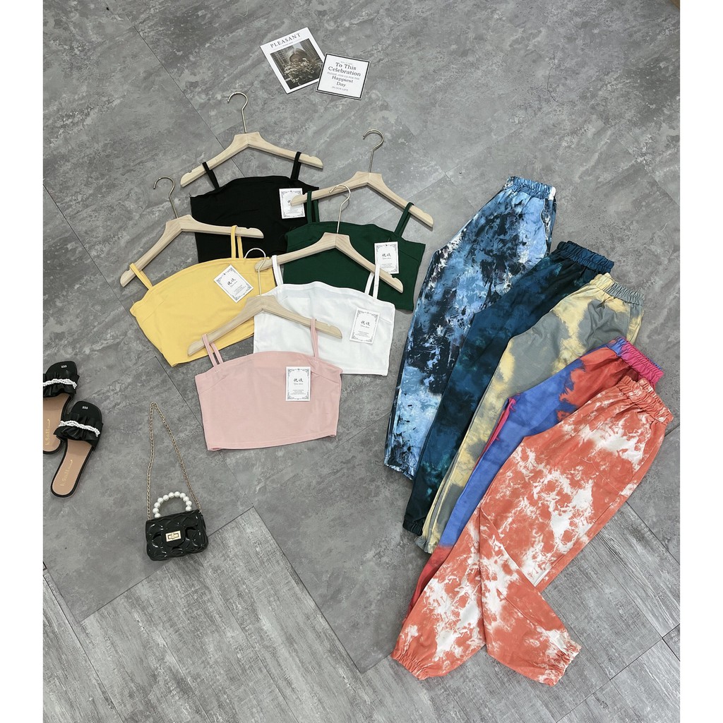 SET BỘ ÁO 2S CRT MIX QUẦN BOM LOANG 5 MÀU CỰC XINH