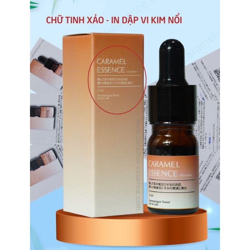 Serum CARAMEL ESSENCE Nhật Bản 5ml chính hãng, ngừa mụn xoá thâm dưỡng da mịn màng căng bóng