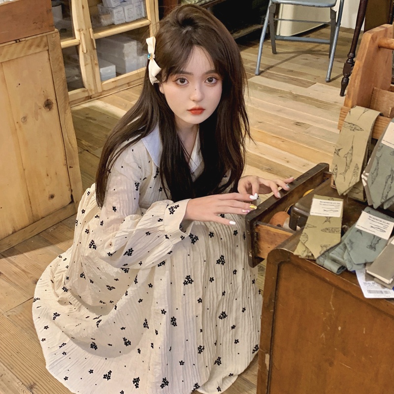 [SẴN/ VIDEO THẬT] Đầm Váy Babydoll Hoa Nhí Phối Cổ Trắng Thắt Eo Xinh | BigBuy360 - bigbuy360.vn