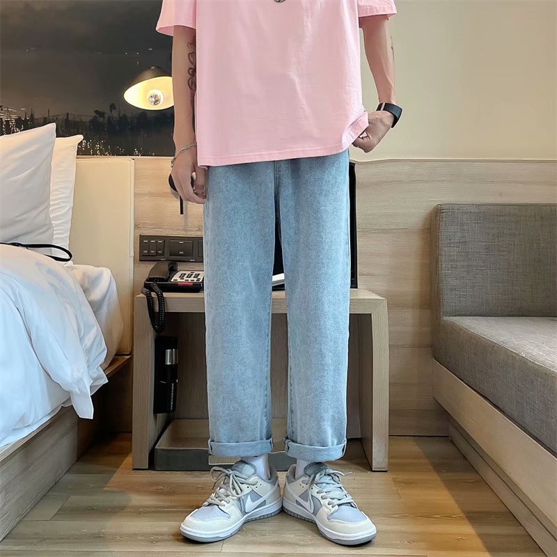 Quần jean baggy nam nữ màu xanh chất liệu dày dặn không phai màu - J90