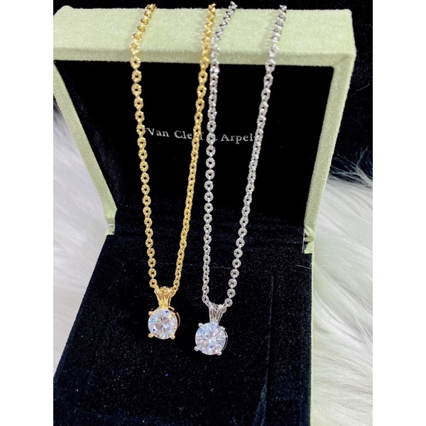 Dây chuyền nữ kiểu chữ công mặt đá trắng mạ vàng 18 mạ bạch kim cao cấp mẫu mới cực xinh