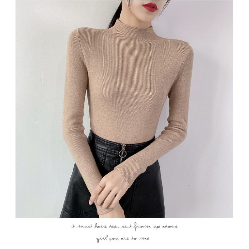 Áo len nữ phong cách hàn quốc kiểu đẹp tay dài cổ lọ 3 phân loại mịn cao cấp AL04 | BigBuy360 - bigbuy360.vn