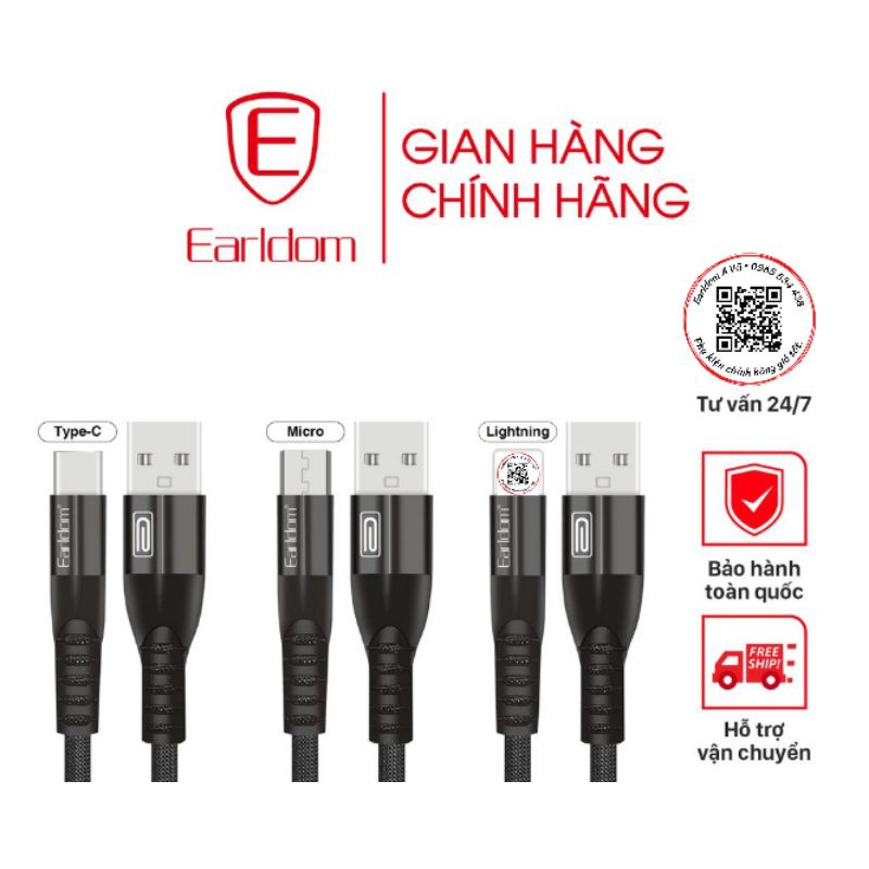 Cáp Sạc Dù Earldom EC-077 ( Sạc Nhanh 3A)