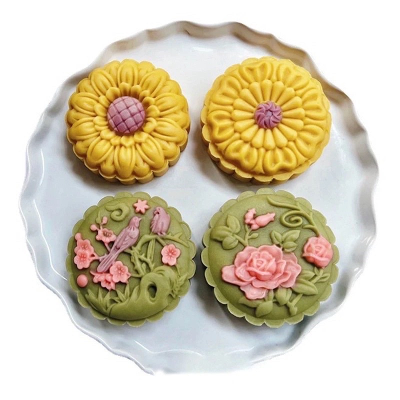 Khuôn trung thu lò xo 4 mặt chim và hoa 150g/200g