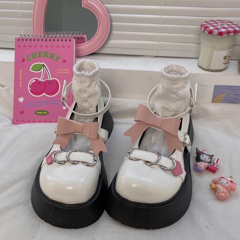 Giày lolita nữ độn đế cao,Giày da ulzzang nữ phong cách Hàn Quốc LT49