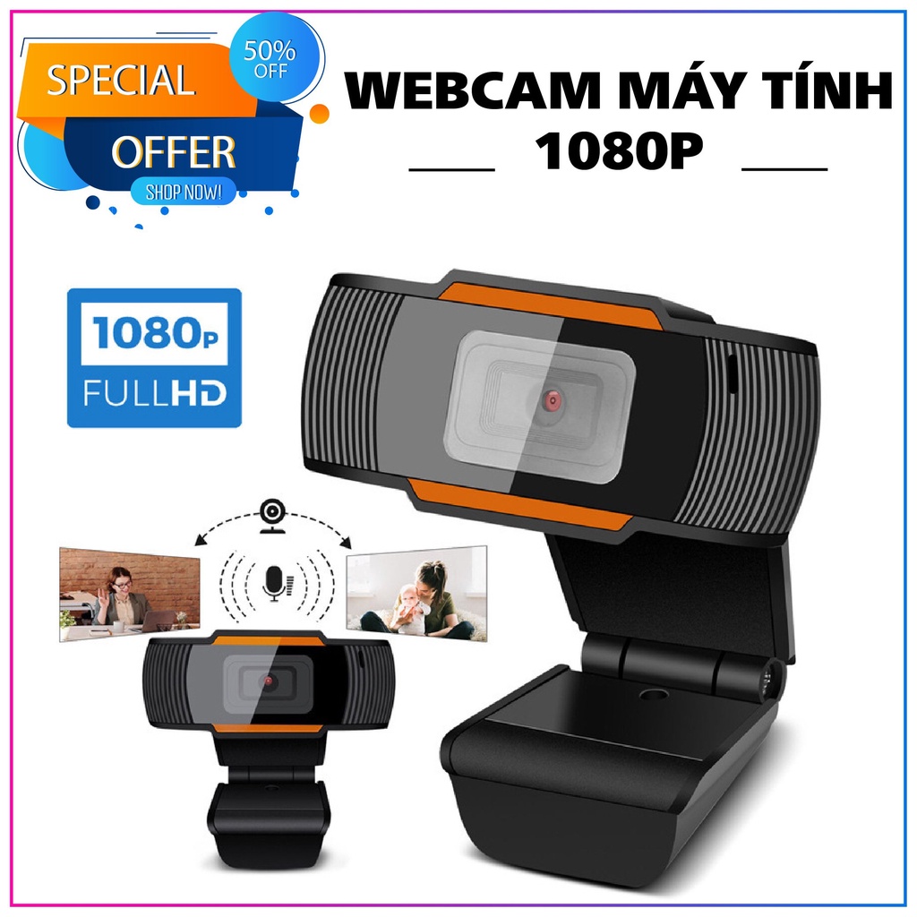 Webcam máy tính full HD 1080p cực nét có Mic dùng cho máy tính laptop full box và phụ kiện luceogroup