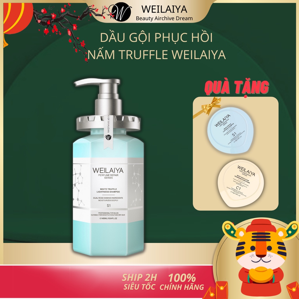 Dầu gội phục hồi đa tầng nấm Truffle Weilaiya chính hãng, phục hồi tóc hư tổn khô xơ 400ml.Tặng mini dầu ph