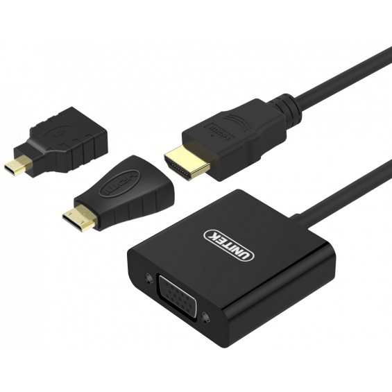 CÁP CHUYỂN ĐỔI TỪ MÁY TÍNH CỔNG HDMI SANG MÀN HÌNH HDMI CÓ AUDIO UNITEK Y6355 + ĐẦU ĐỔI MINI HDMI SANG HDMI + MICRO HDMI