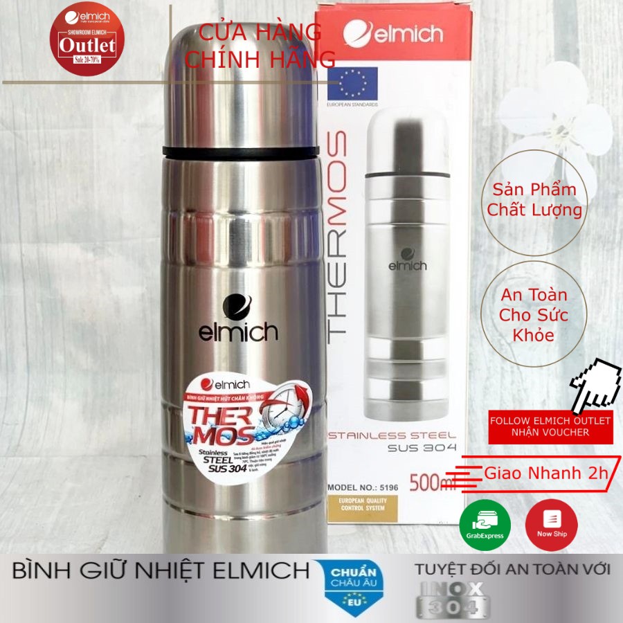 Bình Giữ Nhiệt Inox 304 Nóng 8h Lạnh 12h ELMICH EL 519x 500ml/750ml/1000ml