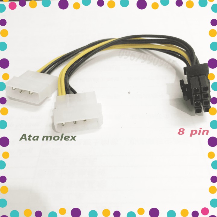 Cáp Nguồn 2 Molex ATA Sang 8 Pin Cho Card Đồ Họa VGA - TQCAP004